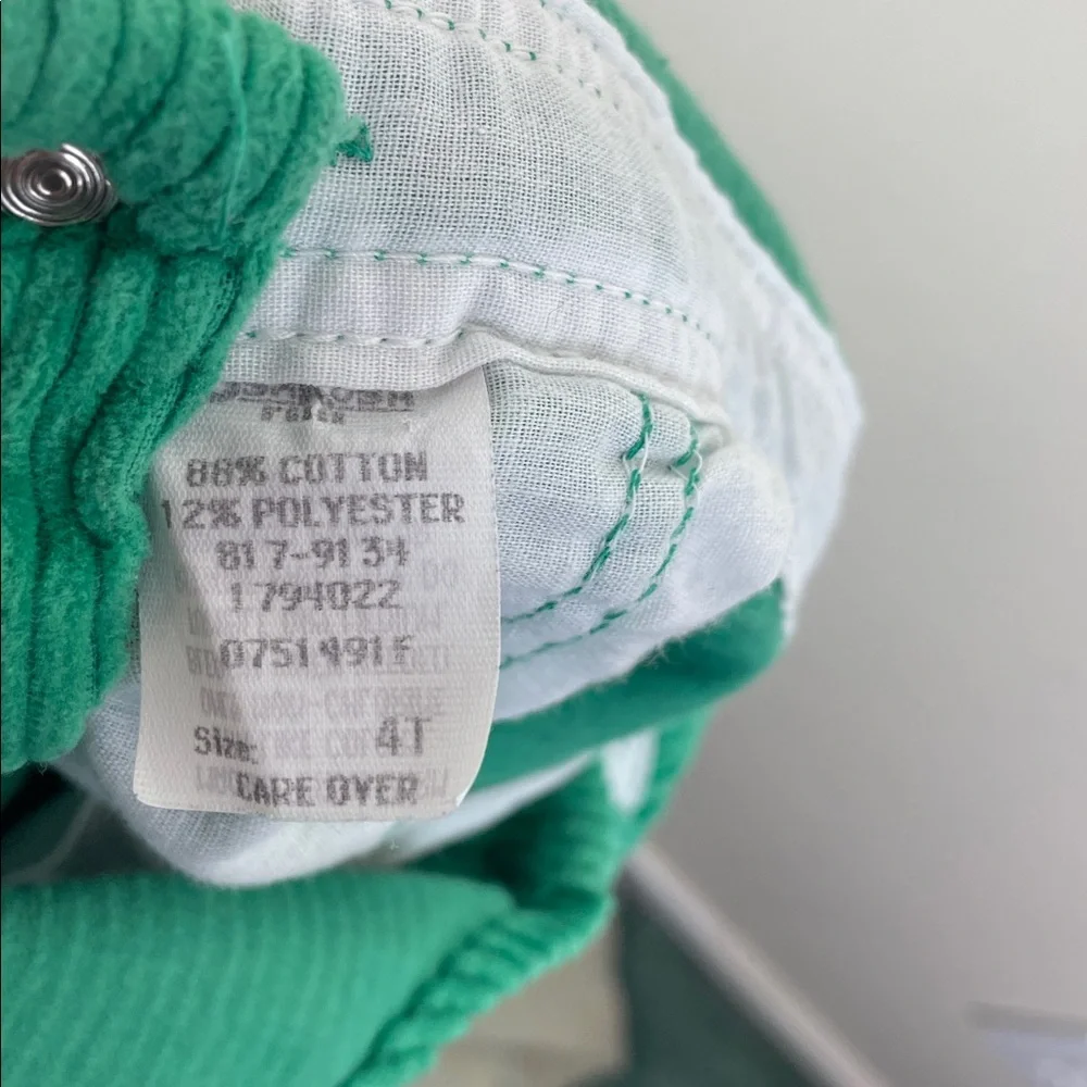 Vintage Osh Kosh B'Gosh Pony Express Green Corduroy Vestbak Overalls